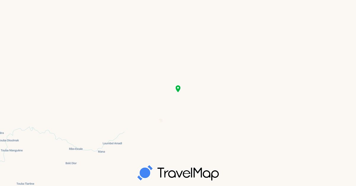 TravelMap itinerary: bus in Senegal (Africa)